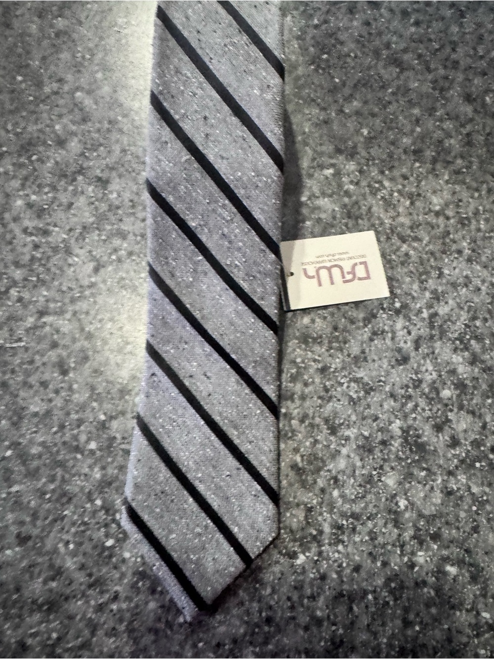 Express Gray Tie with Black Diagonal Stripes